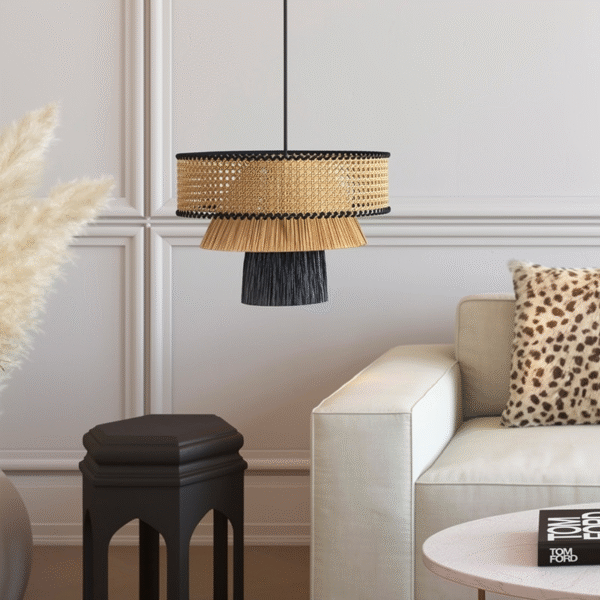 Canéra Tiered Rattan Pendant
