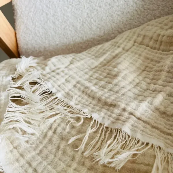 Organic Cotton Muslin Throw – Oatmeal | Mama & Tochter