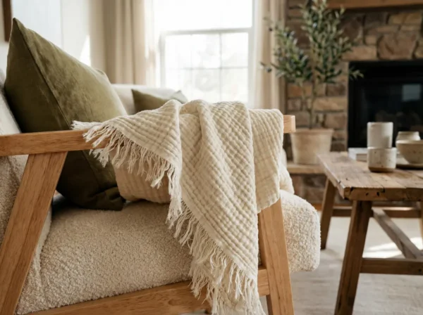 Organic Cotton Muslin Throw – Oatmeal | Mama & Tochter