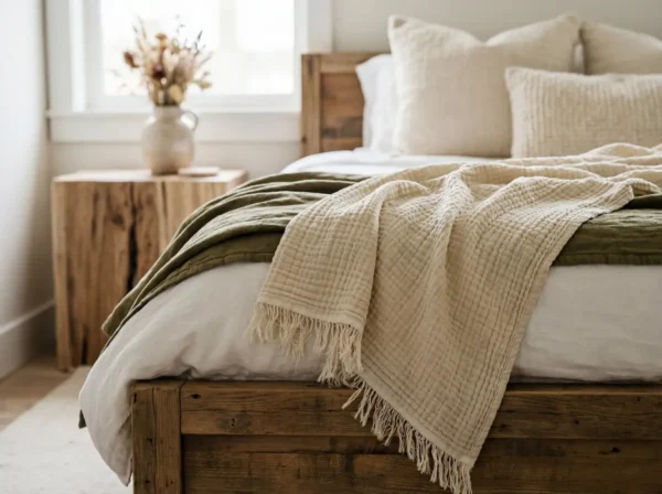 Organic Cotton Muslin Throw – Oatmeal | Mama & Tochter