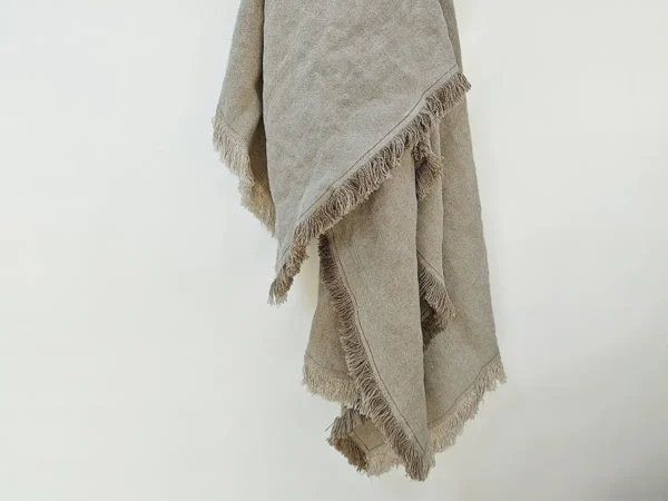 Fringed Linen Throw – Natural & Contrast Edge
